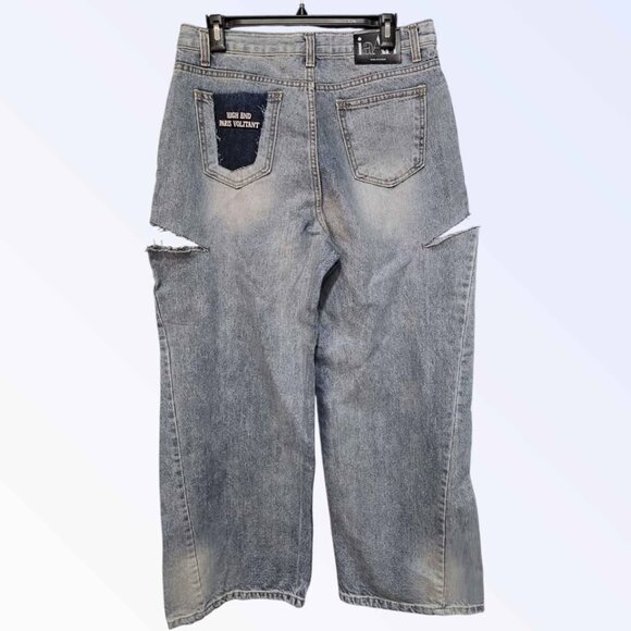 Korea Fashion- Side Slit Cut Loose Fit Jean ( Waist 32") - Picture 2 of 9